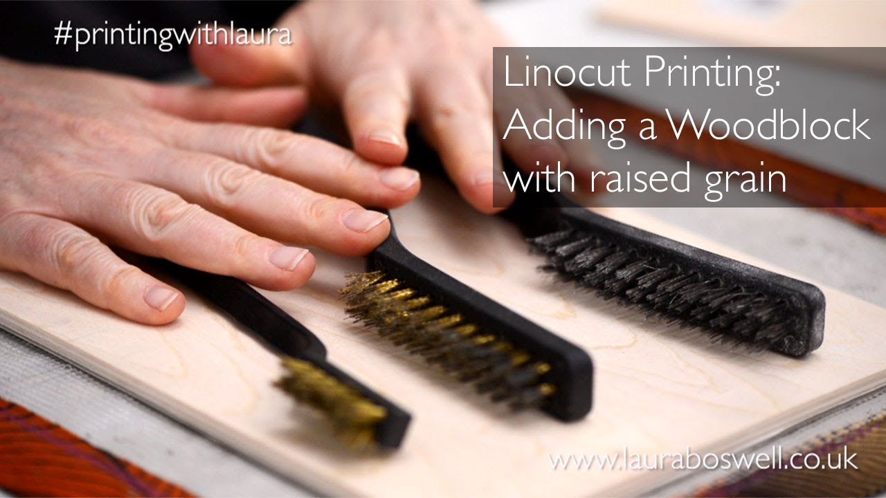 Linocut Printing: Adding a woodblock with raised grain