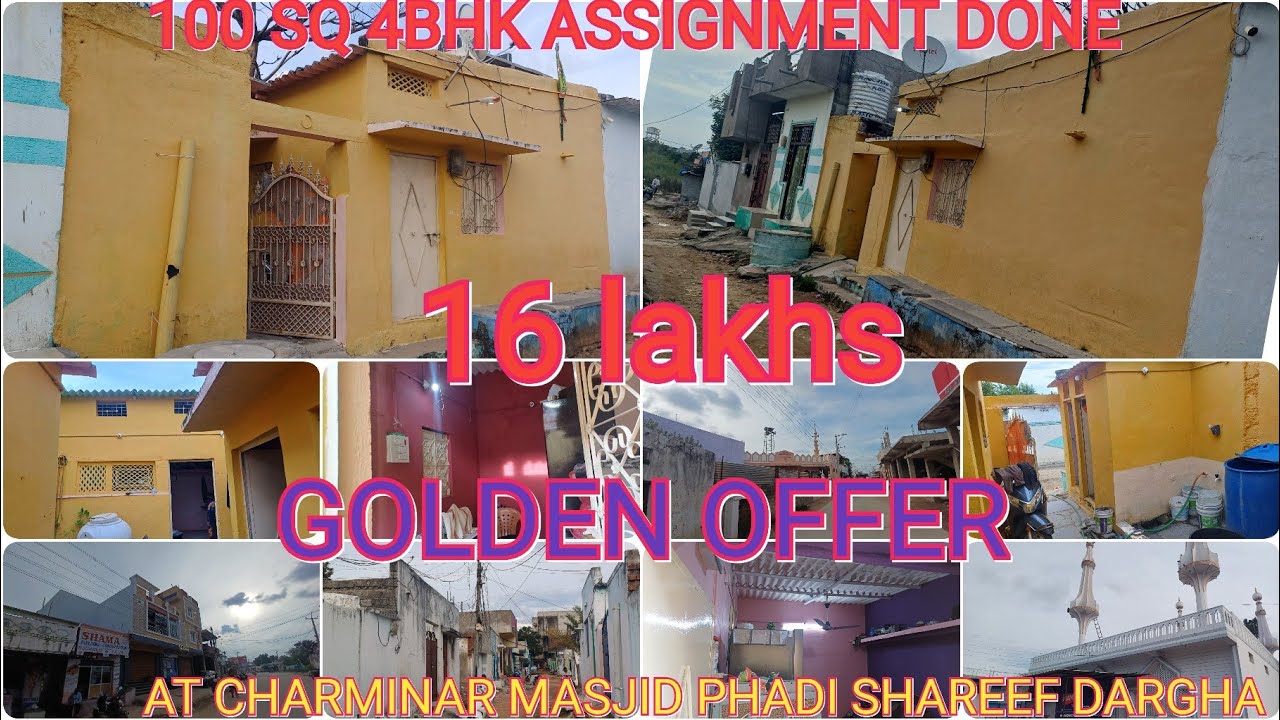 9642063586 100 sq 4bhk assisment done house RS 16 LAKHS AT SANJAY GANDHI NAGAR CHARMINAR MASJID PHAD