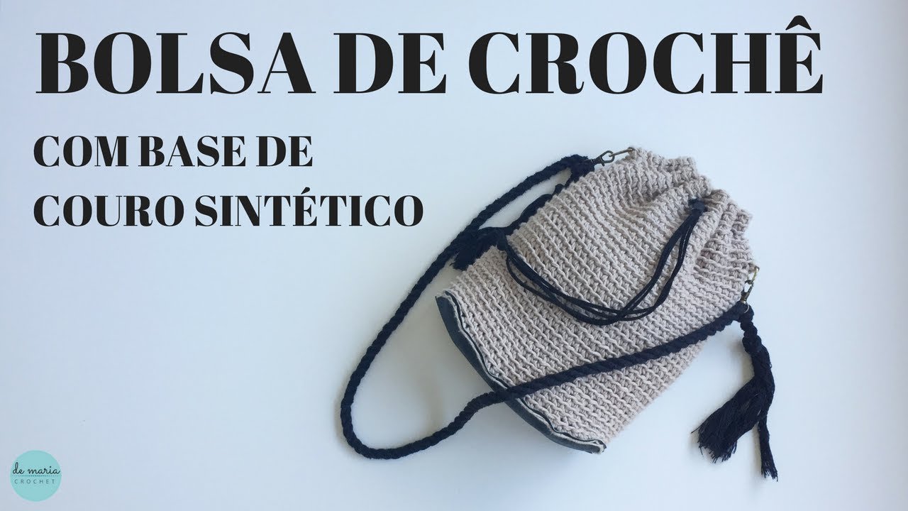 Bolsa de Crochê Com Base de Couro Sintético