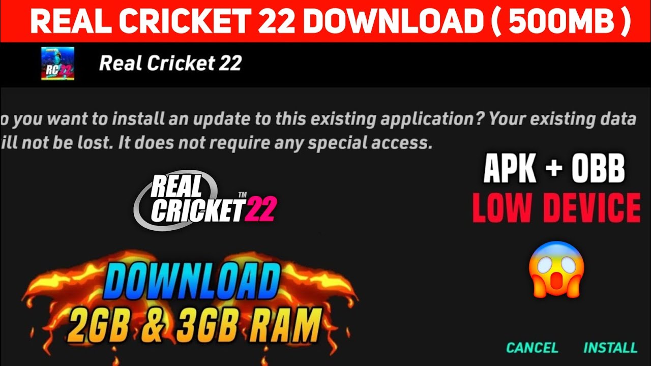 Real Cricket 22 | Download 2GB & 3GB RAM | Download Real Cricket 22 In Low device | 100% Work