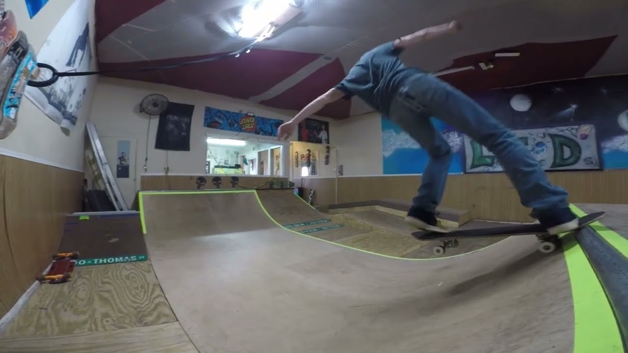Aaron shows out at the indoor skate spot!