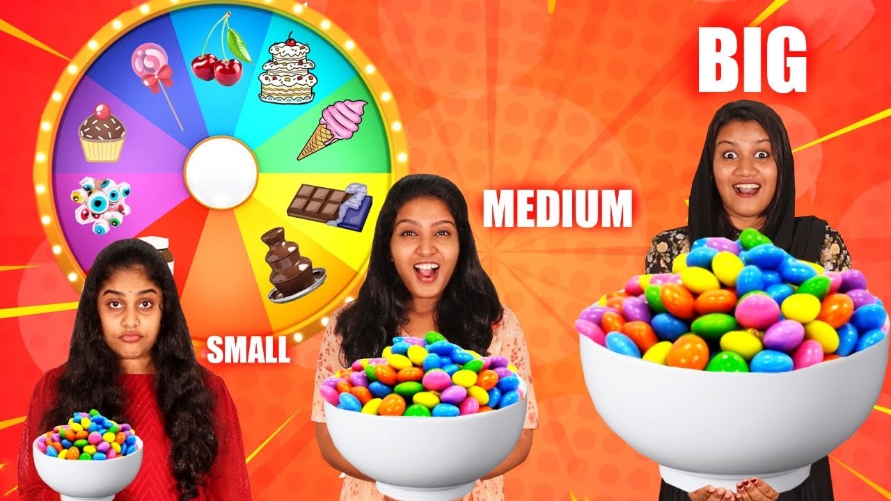 MYSTERY WHEEL OF BIG VS MEDIUM VS SMALL BOWL CHALLENGE 🤩| ഒരു കിടിലൻ ഫുഡ് ചലഞ്ച് | PULLOTHI