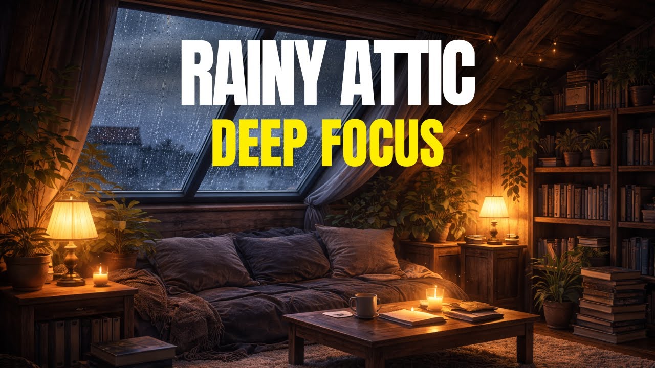 Rainy Attic Lofi 🌧️ Deep Focus & Study Ambience (No Mid-roll Ads)