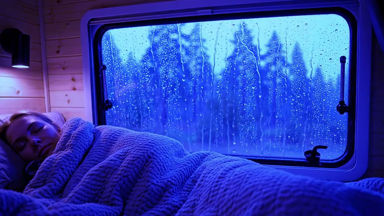 Cozy Van Rain & Thunder 🌧️ | Calm Night, Deep Sleep, Stress Relief