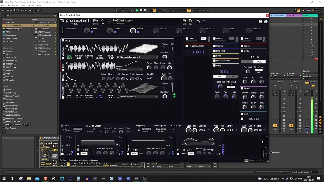 Designing some Psytrance presets in Phase Plant