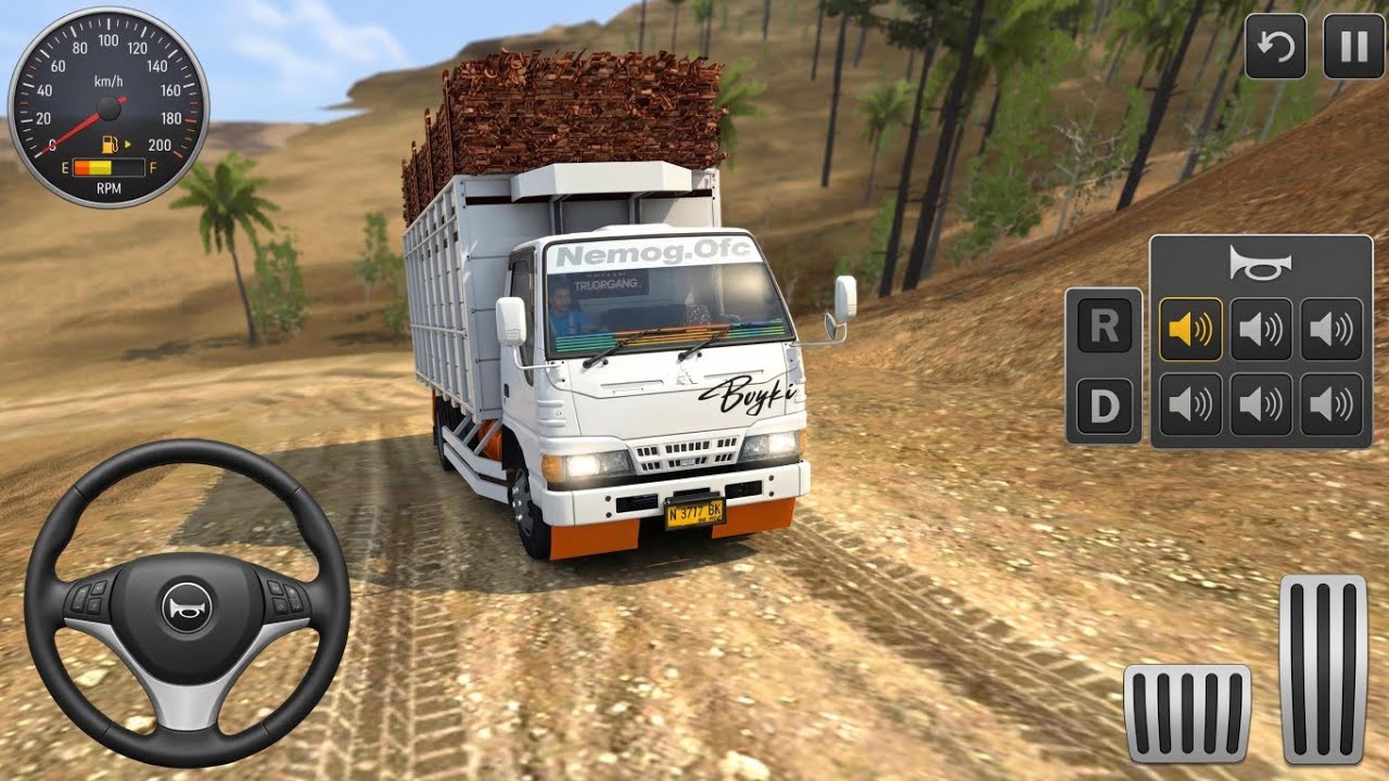 Isuzu NKR Wood Load Truck vs Hairpin Dirty Road Drive 😱 | Bus Simulator Indonesia | Android Gameplay