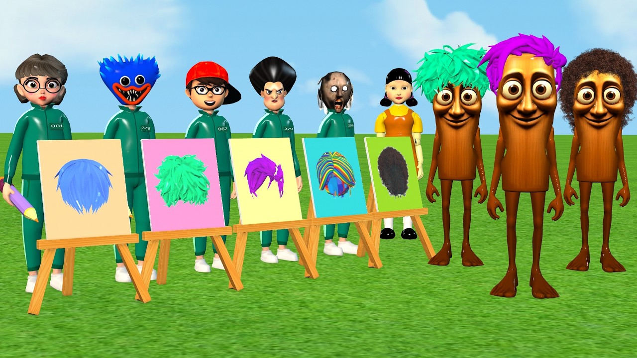 Игра «Страшный учитель 3D против кальмара»: угадывание прически для Тун Тун Тун Тун Сахура, испыт...