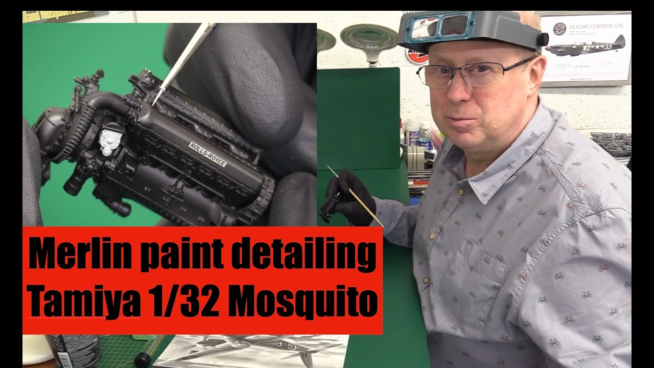 1/32 Tamiya Mosquito Merlin Engine paint highlighting.