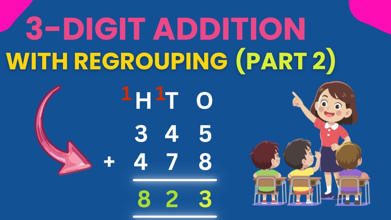 Addition of 3-Digit Numbers with Regrouping | Step by Step Guide | Part 2