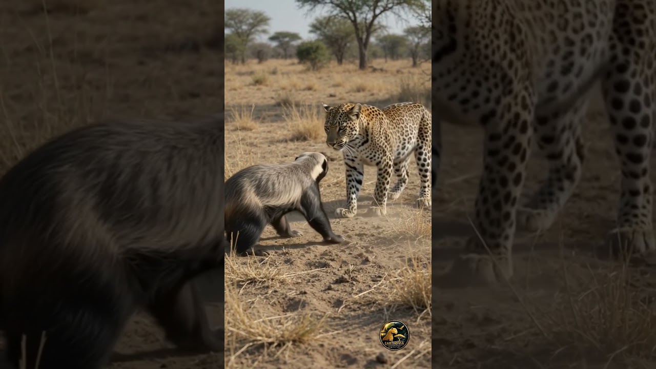 Honey Badger vs Leopard: Honey Badger Refuses To Run #HoneyBadger #Leopard #WildlifeSurvival #USA