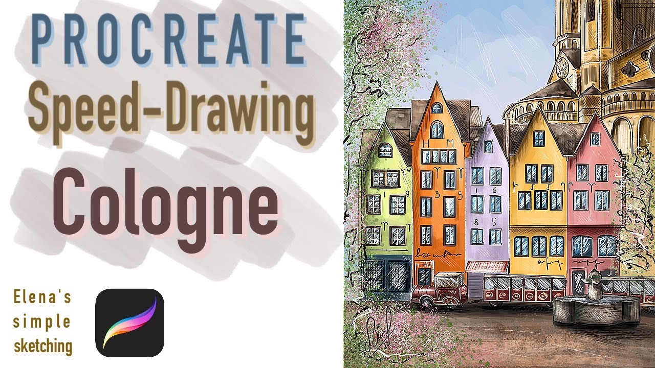 iPad Pro Urban Sketch Illustration. Speed-drawing.