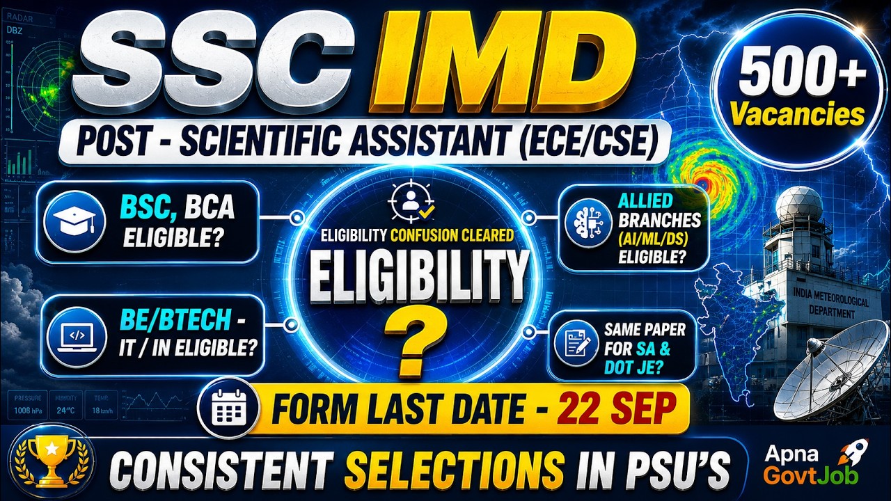 SSC IMD SCIENTIFIC ASSISTANT ELIGIBILITY | BCA/BSC/BE/BTECH/MCA ELIGIBLE OR NOT