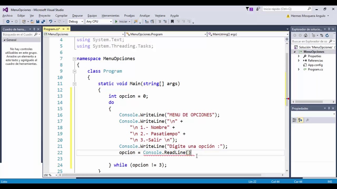 Crear un Menu de Opciones en C# con Do While