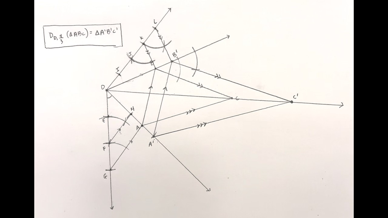 Dilate a Triangle by Scale Factor Four-Thirds Using a Compass and Straightedge