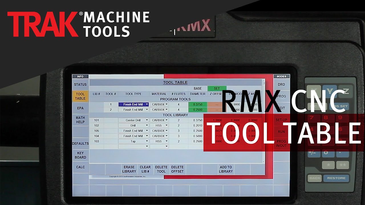 Tool Table | ProtoTRAK RMX CNC | Overview