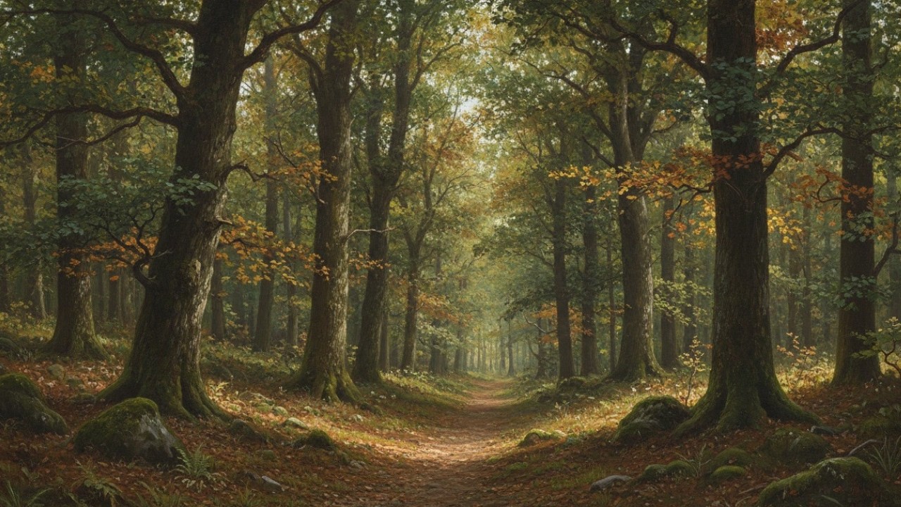 Autumn Frame TV Art #06 – Forest Trail with Golden Leaves | 4K Fall Screensaver