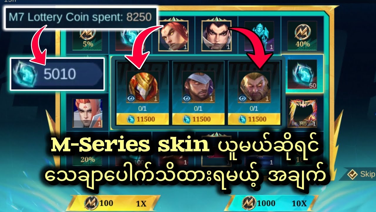 M-Series Skin ယူဖို့ Draw 160 ဝန်းကျင်သွားနိုင်တာမို့ Diamonds တတ်နိုင်မှယူပါ...