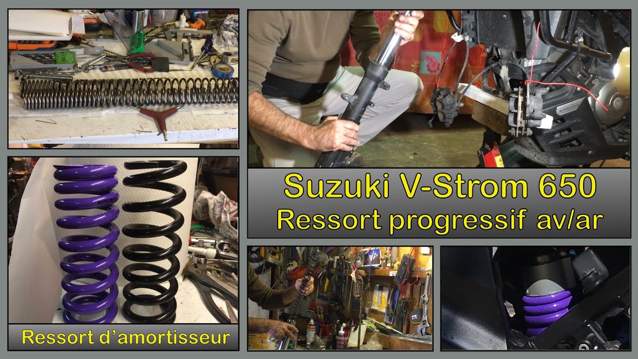 Améliorer les suspensions Suzuki Vstrom ,installation ressorts progressif, subtitles all Language