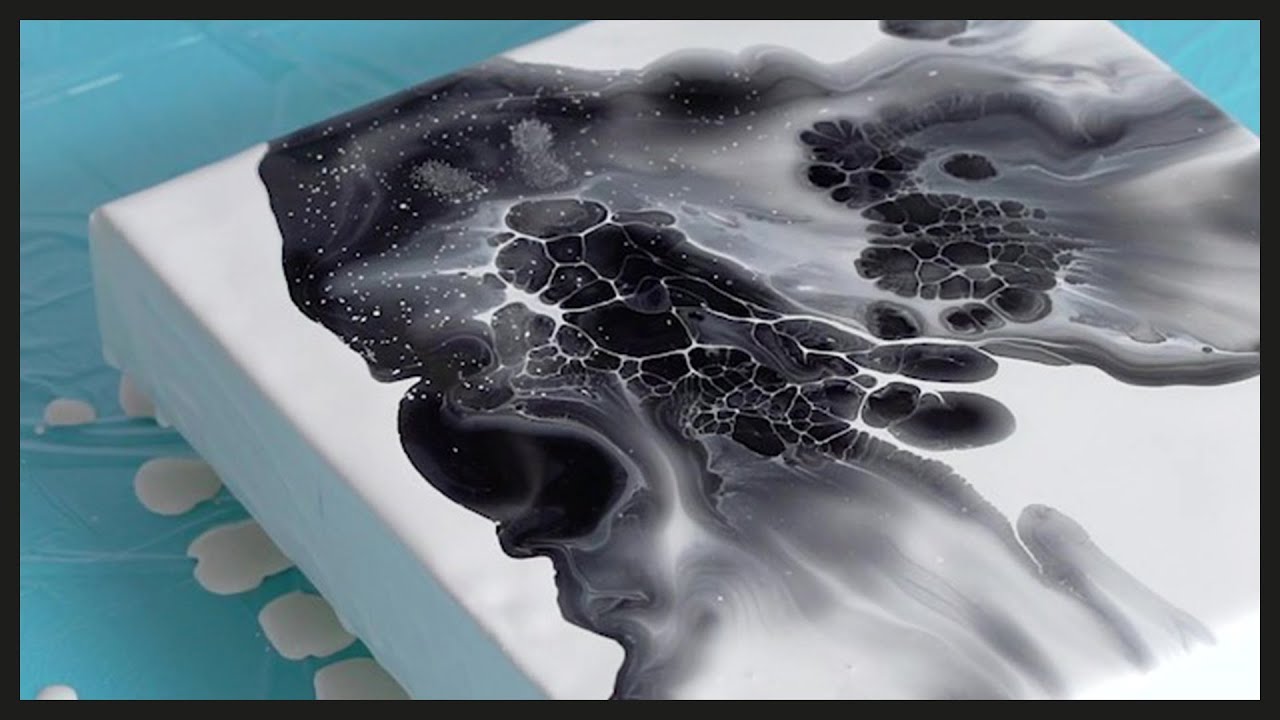 Fluid Painting using TWO Colors 😎 | Black & White Monochrome Acrylic Dutch Pour