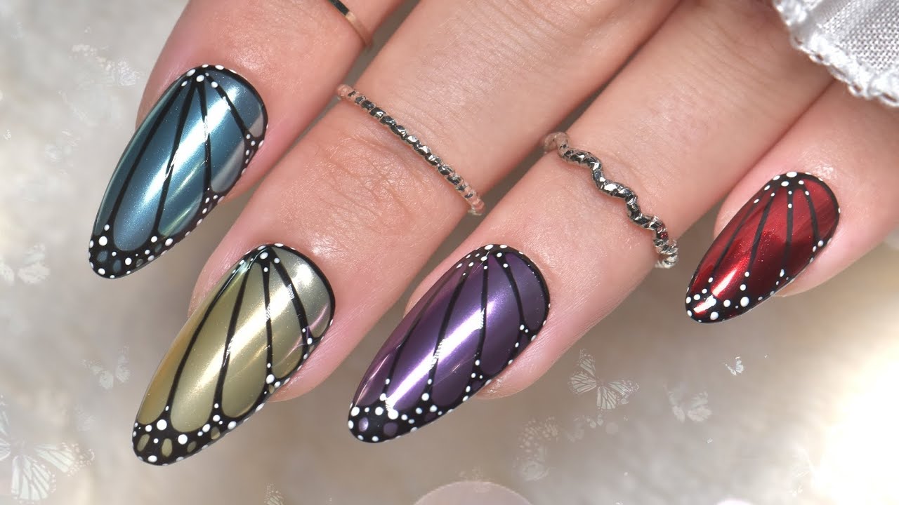 Viral Chrome Butterfly Nail Art Tutorial | Trending Butterfly Wing Nails
