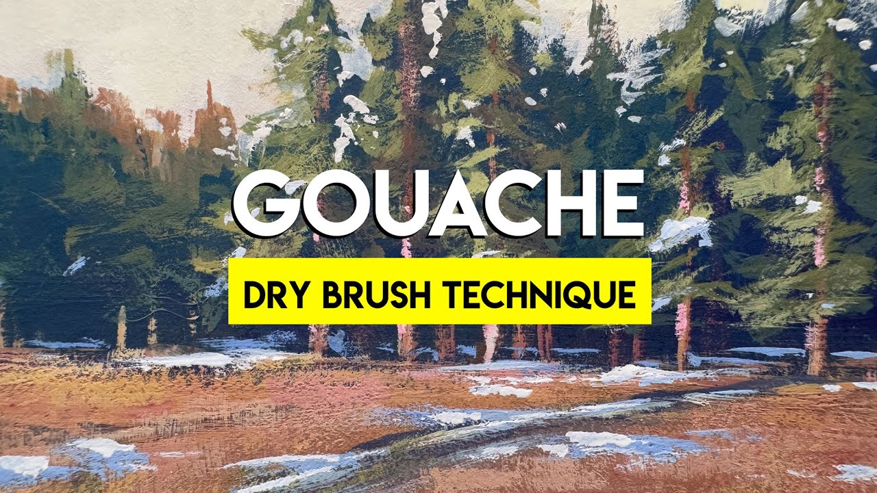 Painting snowy forests with GOUACHE ✶ (tackling water control issues)