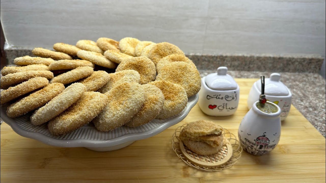 أقراص بسكوت جوز الهند الطريه🥥 من دون بيض أوزبده أوسمنه😍