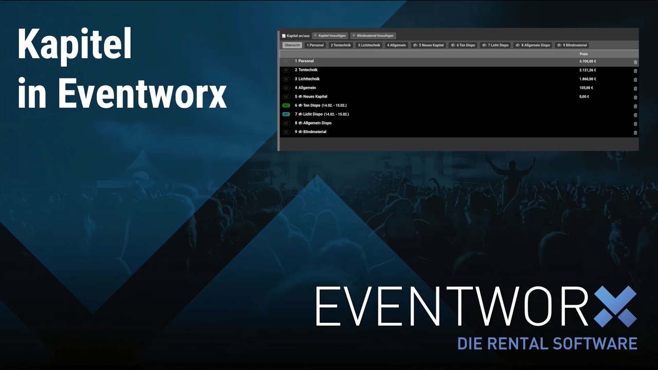 Angebote & Jobs mit Kapiteln, Blindkapiteln & Überschriften perfekt organisieren |Eventworx Tutorial