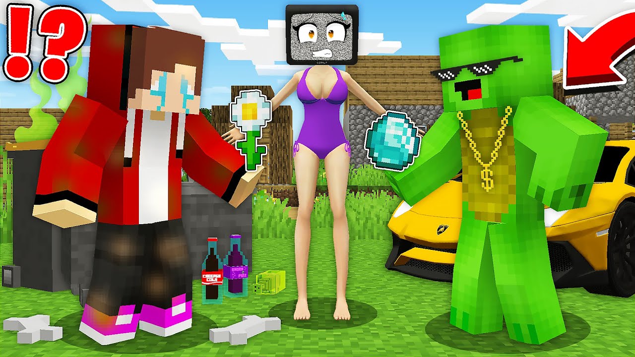 POOR JJ vs RICH Mikey! Who Will TV WOMAN CHOOSE?! SAD LOVE STORY in Minecraft - Maizen