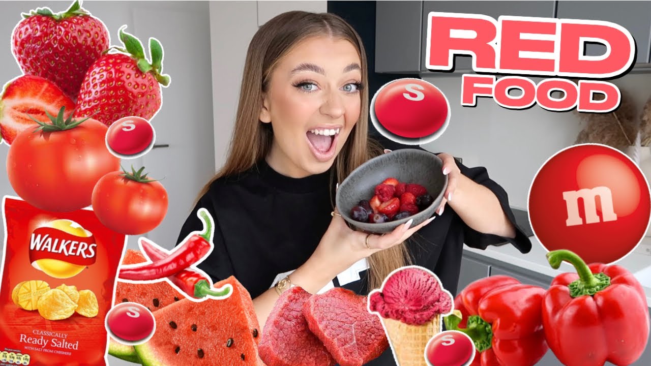 ONLY Eating RED FOOD for 24 HOURS!!