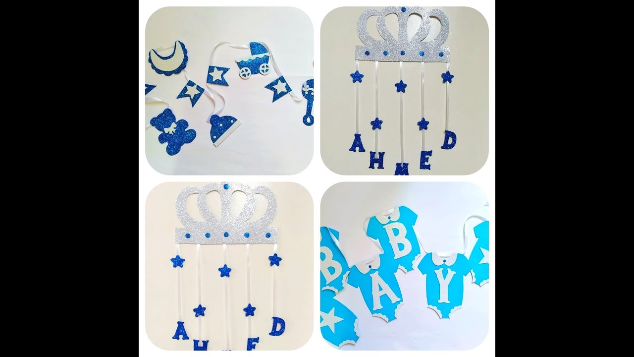 Baby shower decoration idea//طريقة  افكار لهدايا المواليد ❤️سهله لعمل زينه السبوع باسم المولود👶🏻