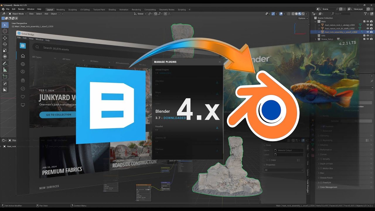 Quixel Bridge To Blender 4.x - How to install and fix material issues