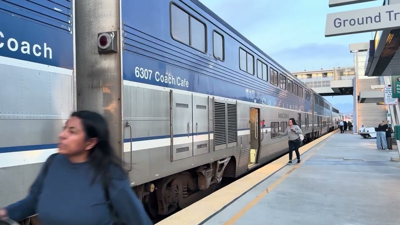 The arrival & departure of Amtrak 584 at Anaheim train station on 3/13/26