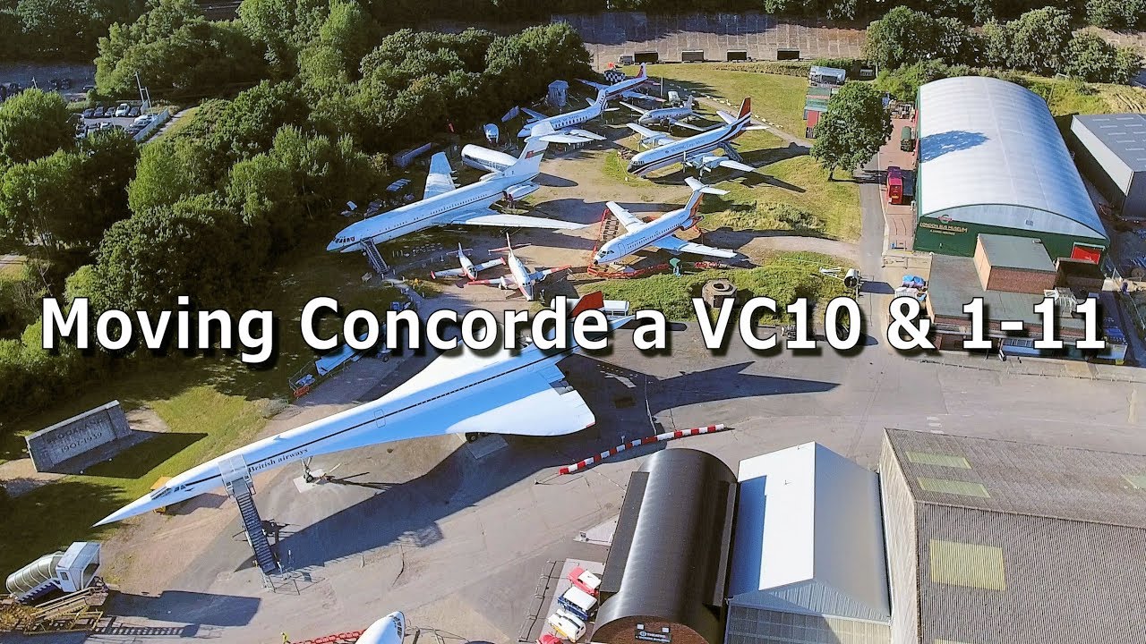 Re-positioning Concorde, a BAC 1-11 and a VC10 Fuselage at Brooklands Museum