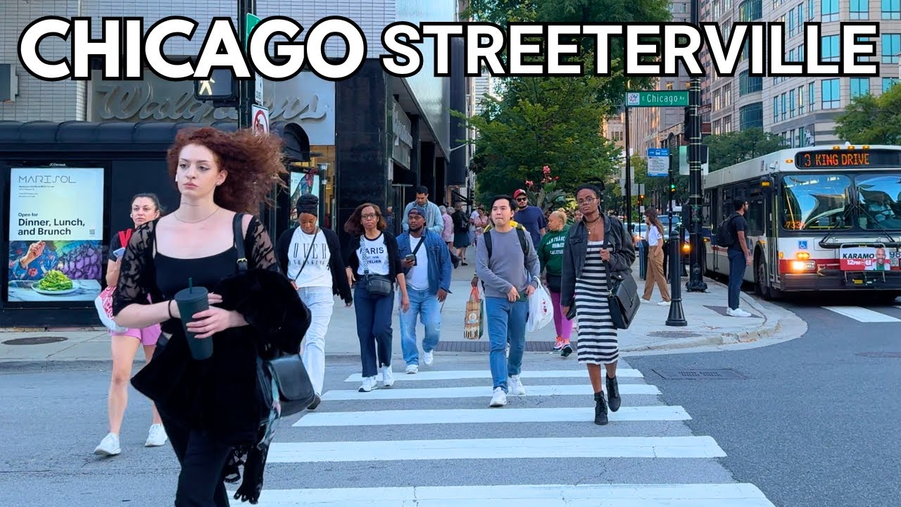 CITY OF CHICAGO Walking Tour - STREETERVILLE on Thursday | September 26, 2024) 4k 60fps City Sounds