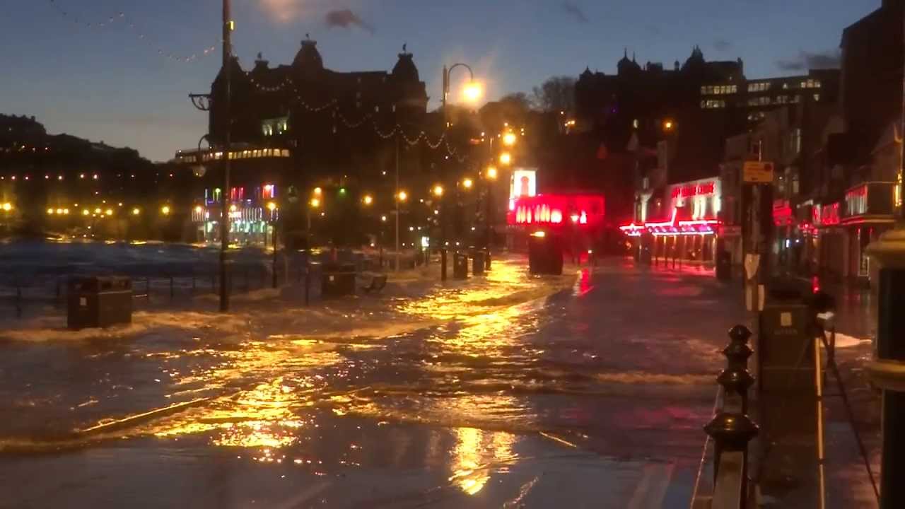 Scarborough tidal surge. South bay Foreshore Road. 5th December 2013