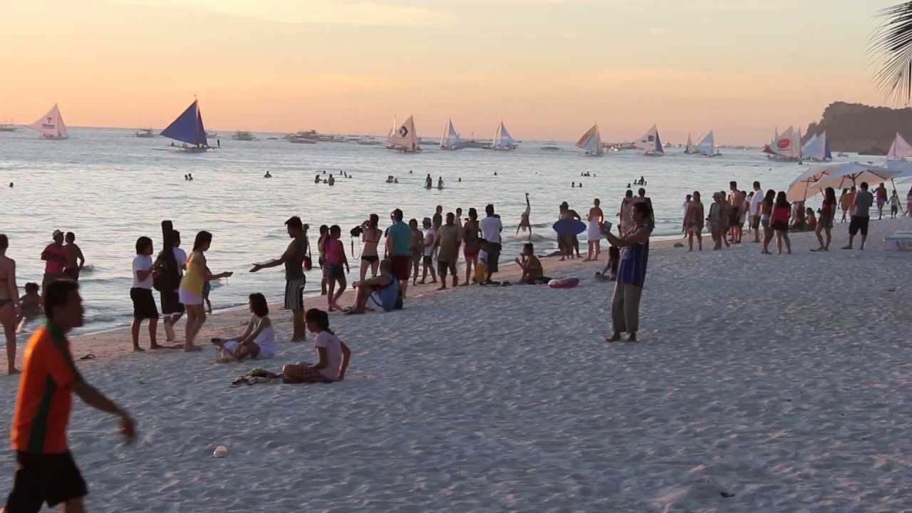 Boracay Philippines, Station Two Beach Area, Late Afternoon, Sun Setting