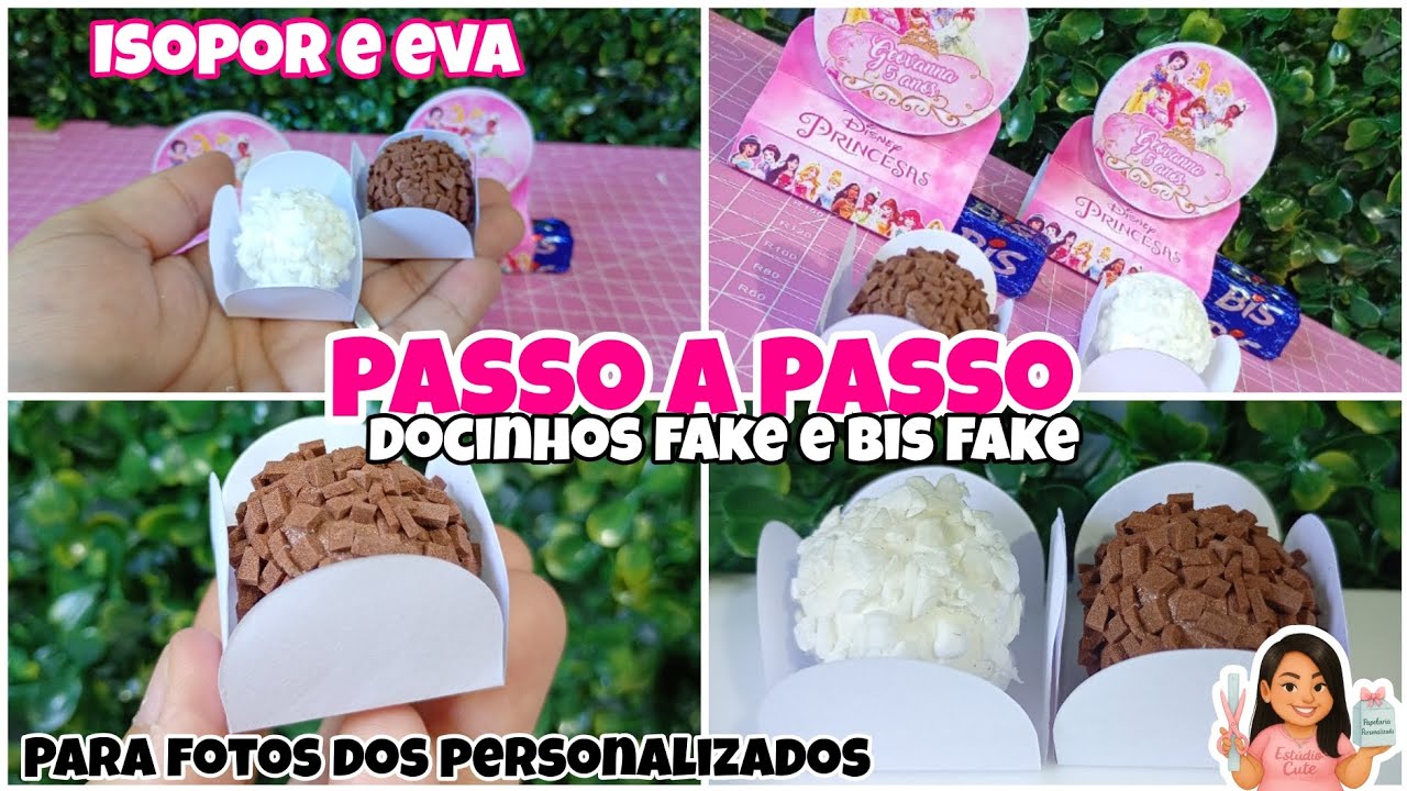 PASSO A PASSO DE COMO FAZER DOCINHO / BRIGADEIRO FAKE - BIS FAKE PARA FOTO DE FORMINHA E PORTA BIS💖