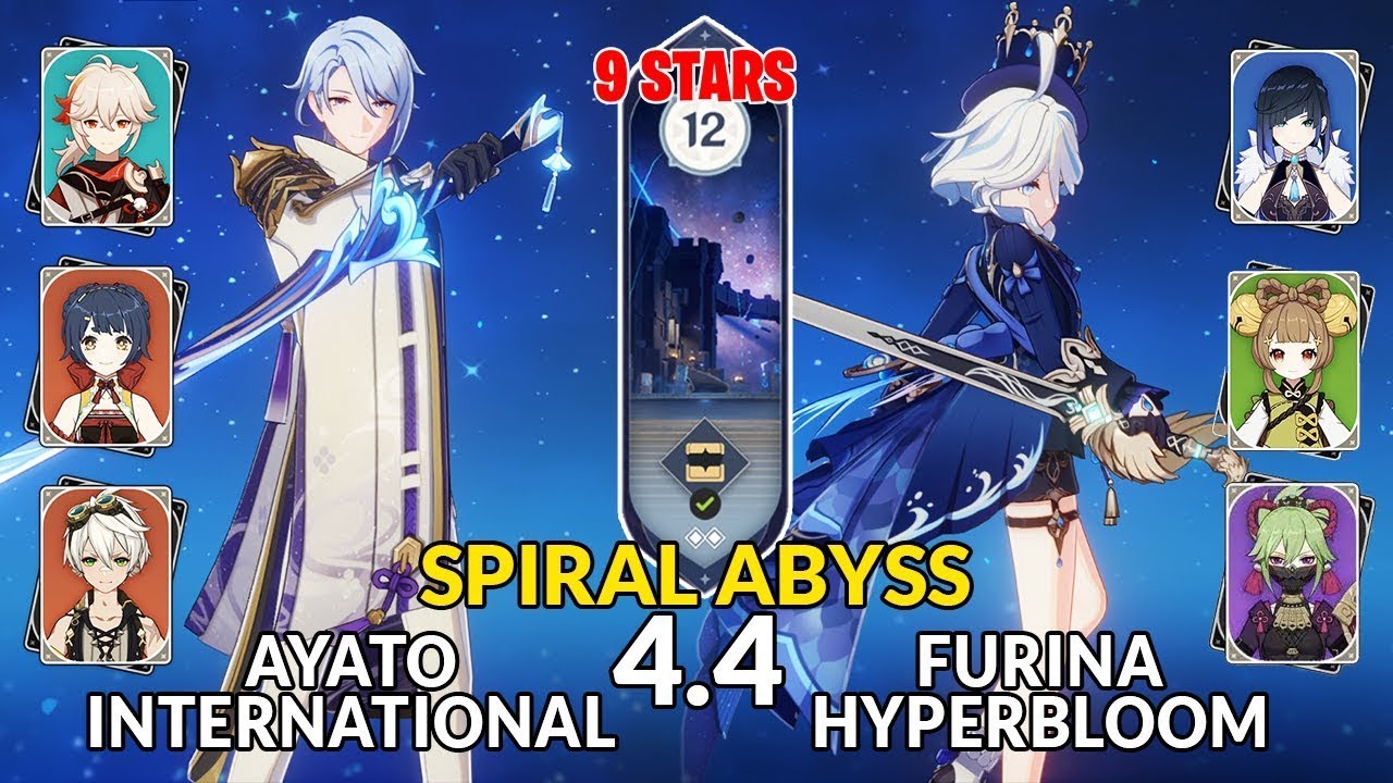New 4.4 Spiral Abyss│Ayato International & Furina Hyperbloom | Floor 12 - 9 Stars | Genshin Impact