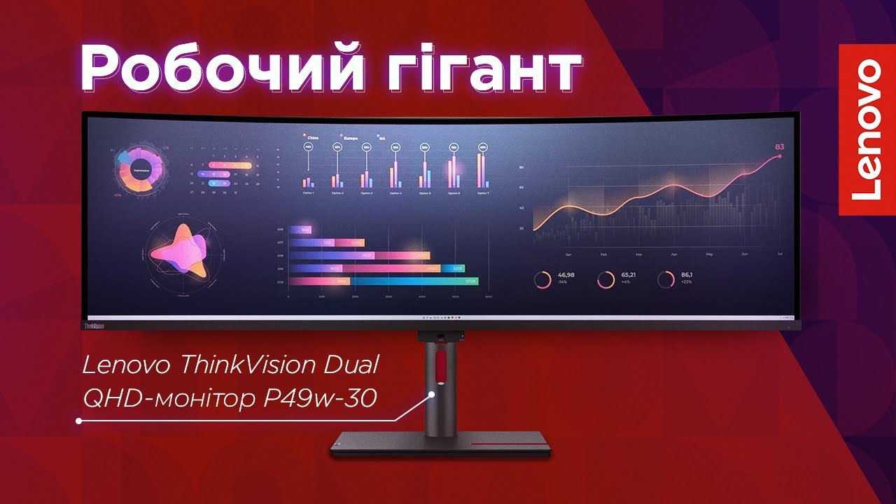 Монітор ThinkVision P49w-30 | Неймовірно широкі можливості