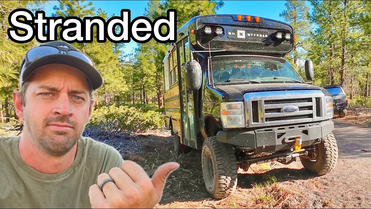 MONSTER School Bus Gets Stranded In The Woods.  Wrecker to the Rescue!