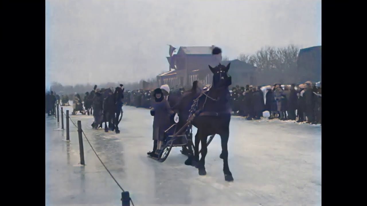 De strenge winter van 1929 in kleur! Winter in Holland in 1929 in color! [A.I. enhanced & colorized]