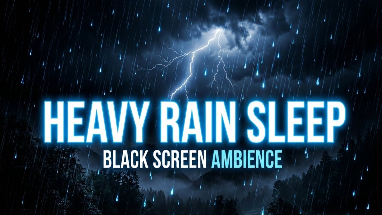 Best Rain Sounds for Sleeping Black Screen | Heavy Rain at Night for Deep Sleep & Relaxation 🌿 