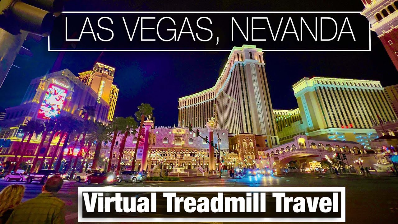 Las Vegas, Nevada Nighttime Walk - Virtual Treadmill Walking Tour - Sin City City Walk 4k