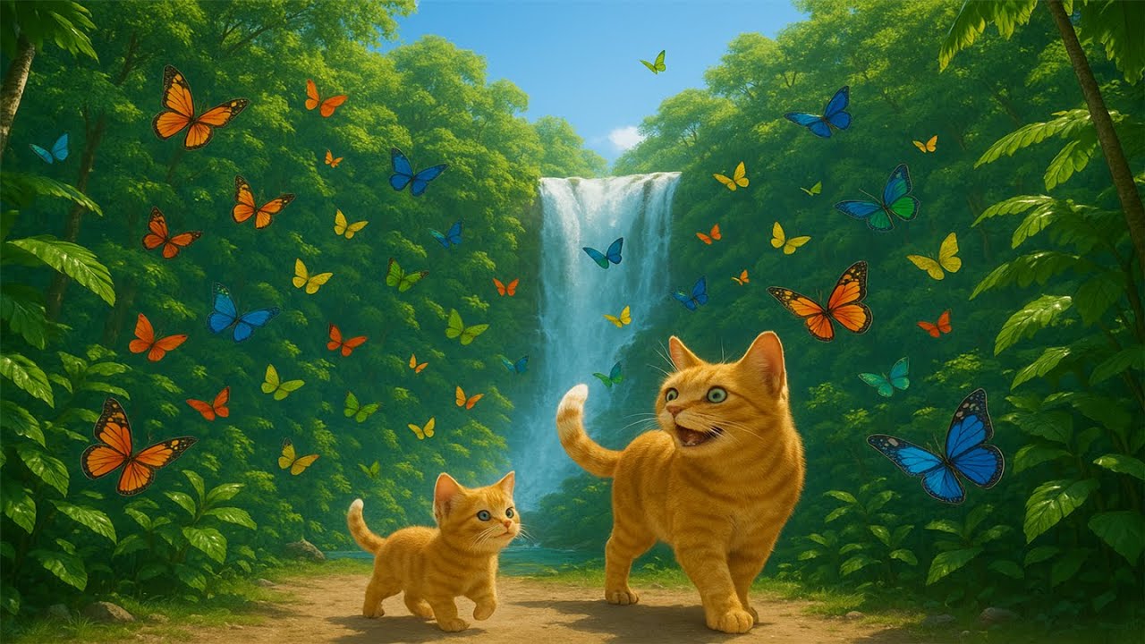 Mama Cat & Kitten Enjoying Outdoor Picnic🌞🏖️🍦 | Cat Video Daily😻❤️ | Ai Cat Video