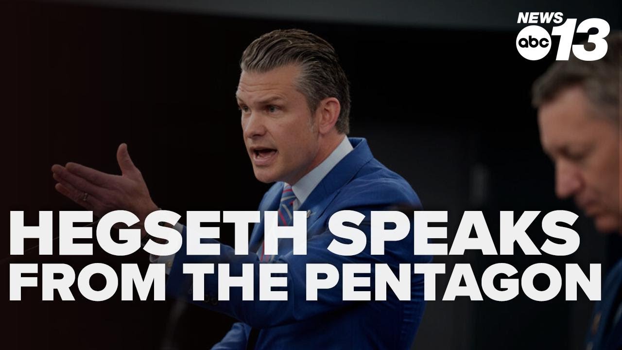 Pete Hegseth speaks from the Pentagon