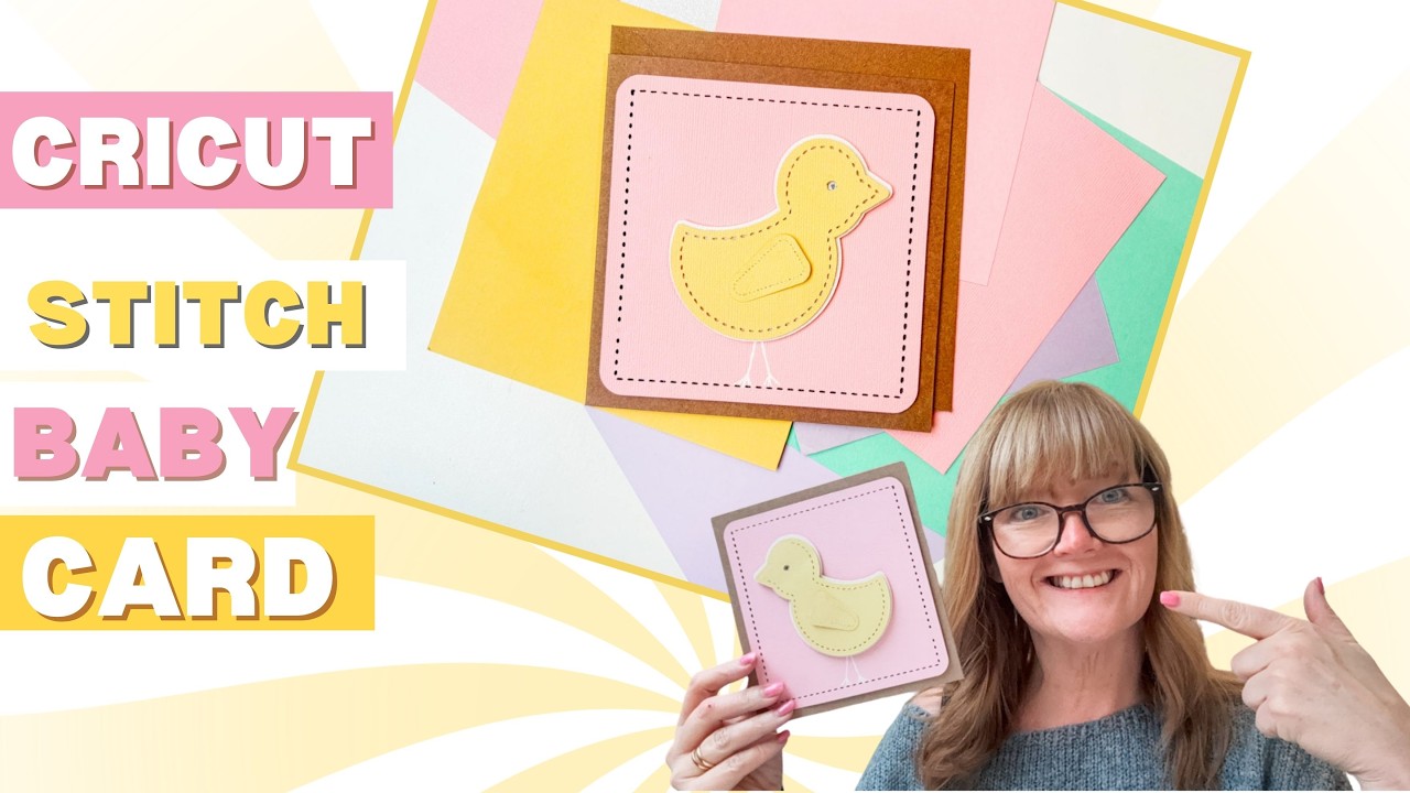 DIY Cricut Baby Card 🐤 Easy Stitch Effect + Duck Made from Shapes