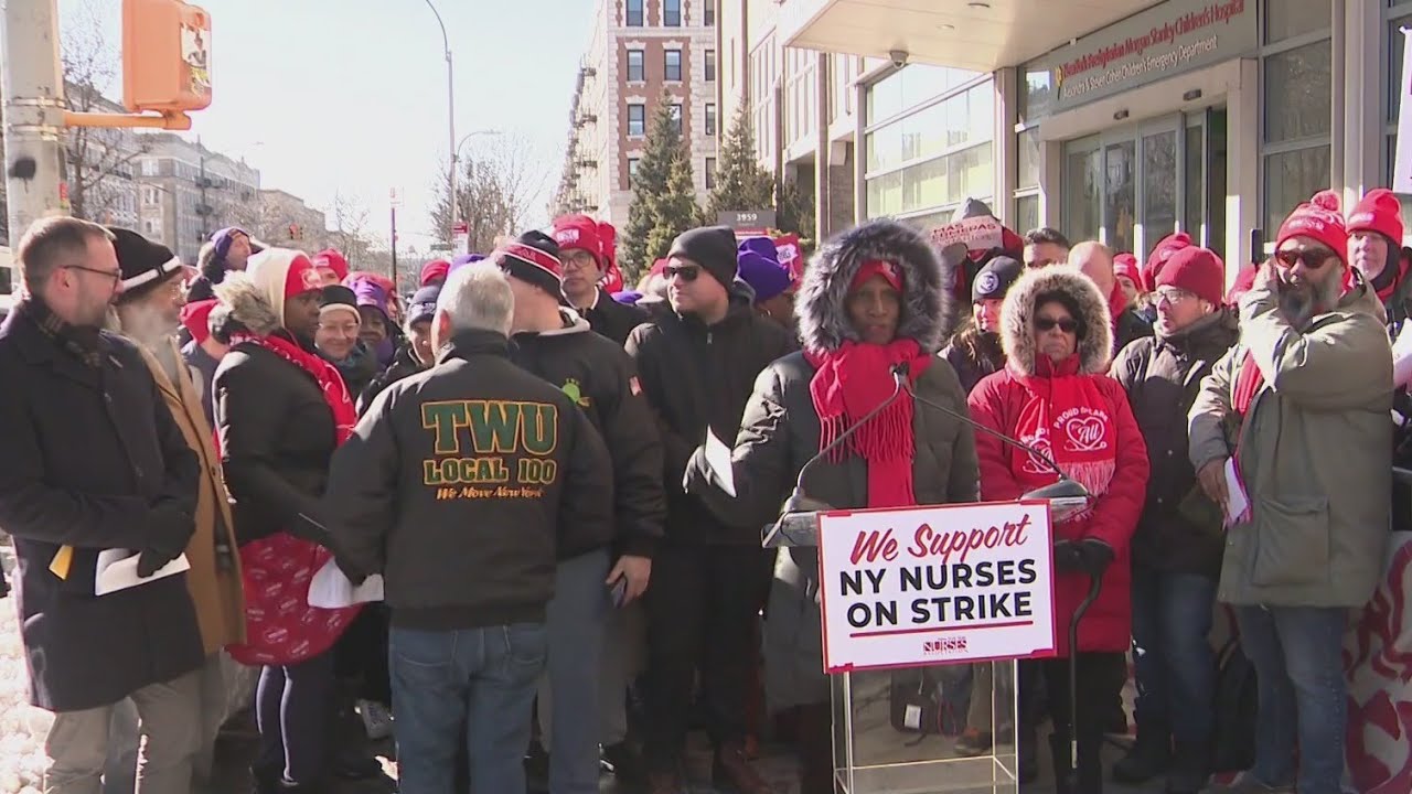 Dozens of unions join striking nurses on picket line