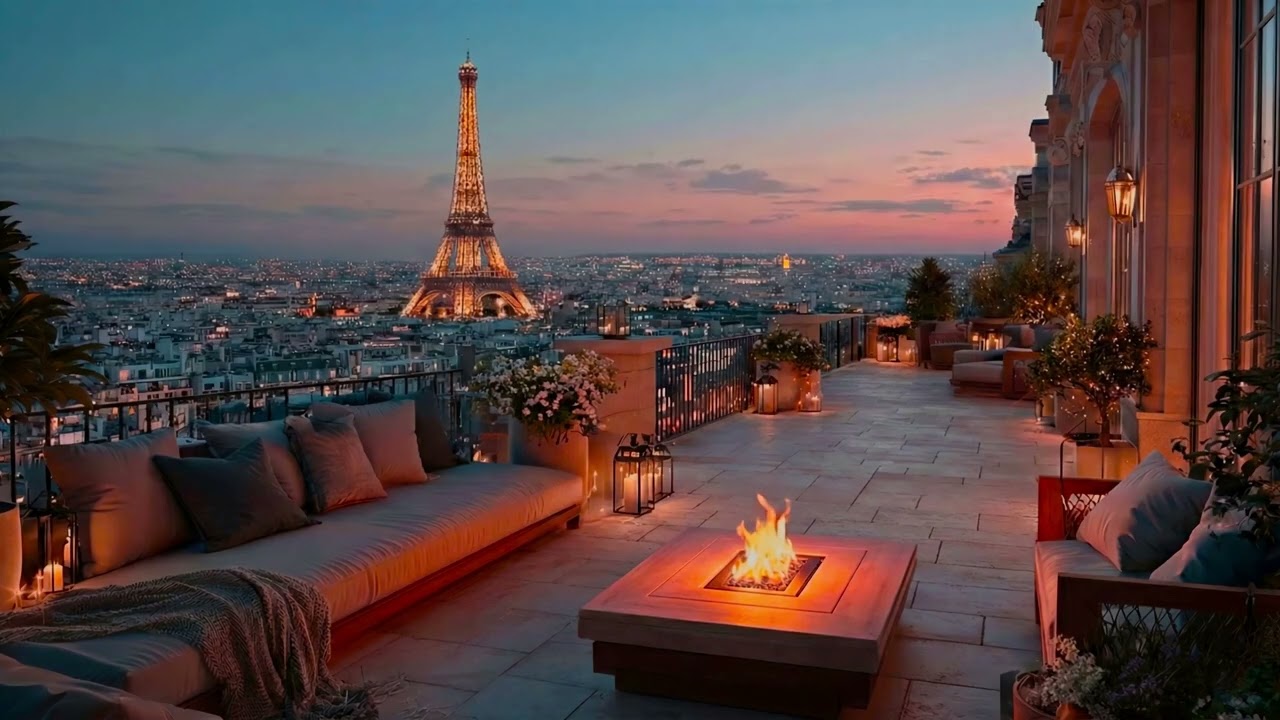 🔥 5 Hours of Pure Parisian Romance: Rooftop Fire & 4K ASMR 🗼