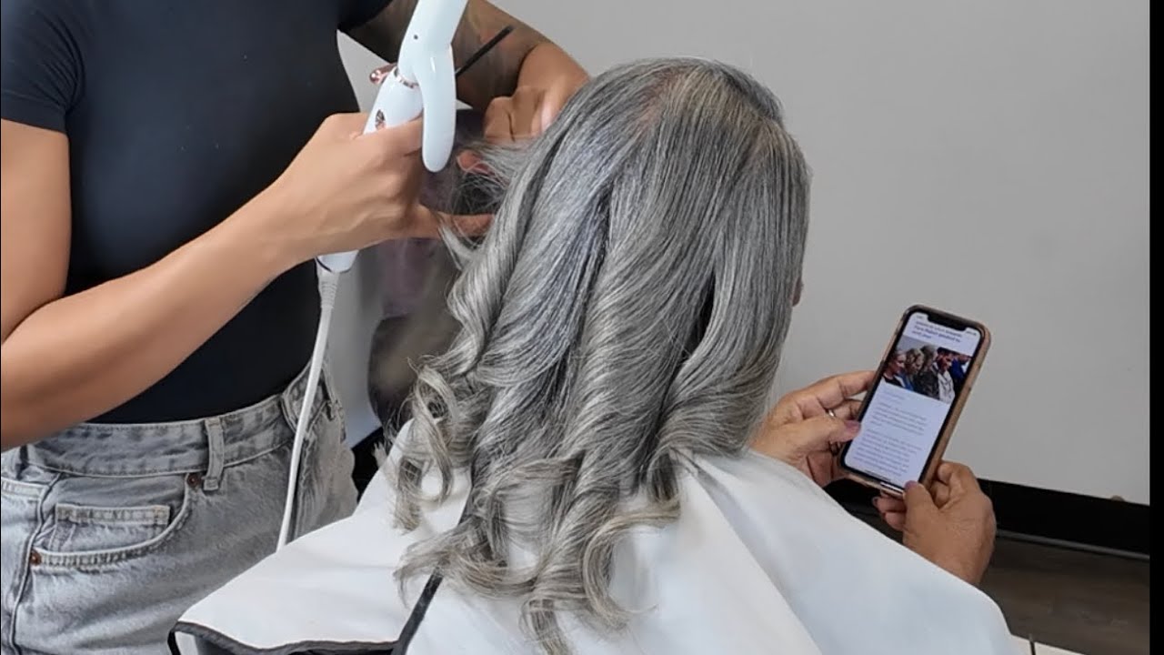The best shampoo and conditioner for Gray Hair | Silk Press | @T3micro Curling Iron