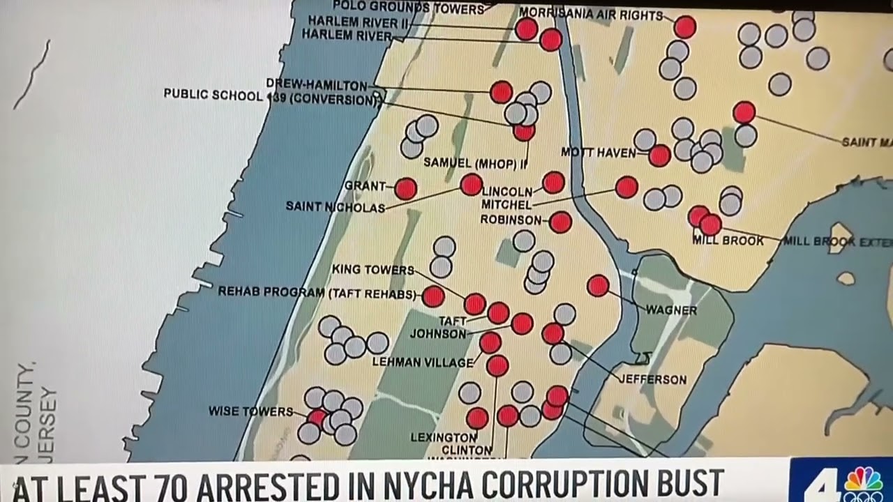 NYCHA CORRUPTION, THE RED DOT INDICATES WHAT DEVELOPMENT WAS HIT!